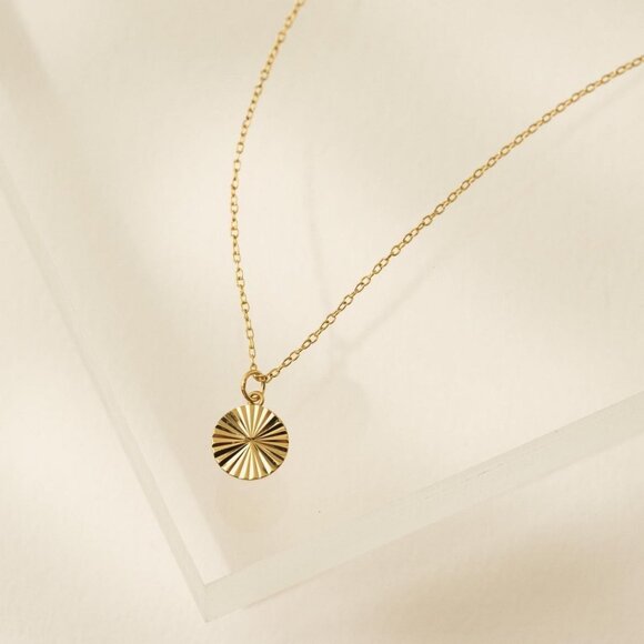 14K Gold Evil Eye Fluted Coin Necklace ~ LIMITED EDITION  Coin Fluted Necklace